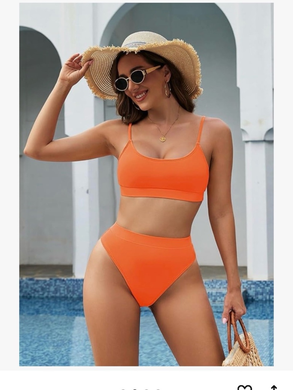 Sleek Orange High-Waist Bikini Set - Women Swim NWOT